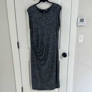 GAP Sleeveless Heather Blue Dress Stretchy Comfortable Ruched Side in XL Tall